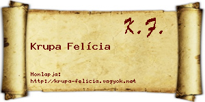 Krupa Felícia névjegykártya